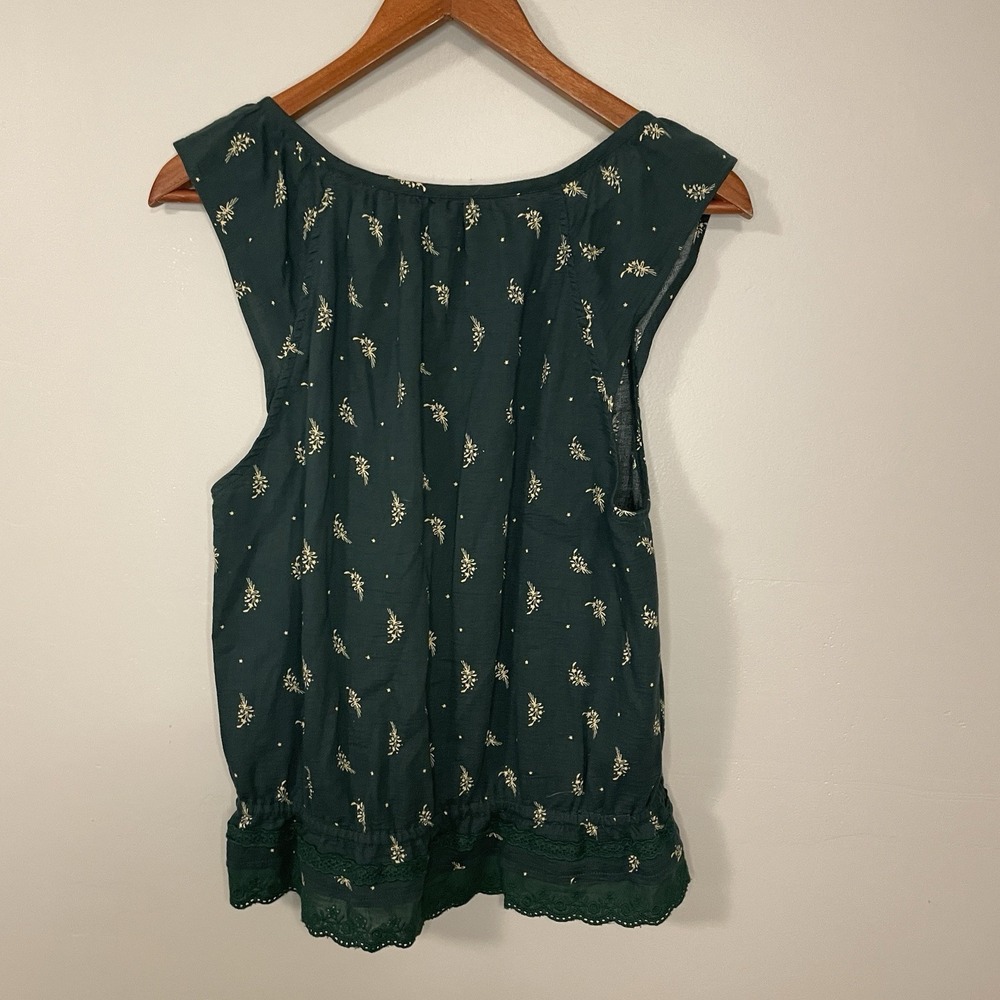 Toad & Co Organic Cotton Green Floral Tank Top Size L Vacation - Picture 6 of 8